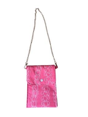 Pink Floral-Print Chain Strap Crossbody Bag